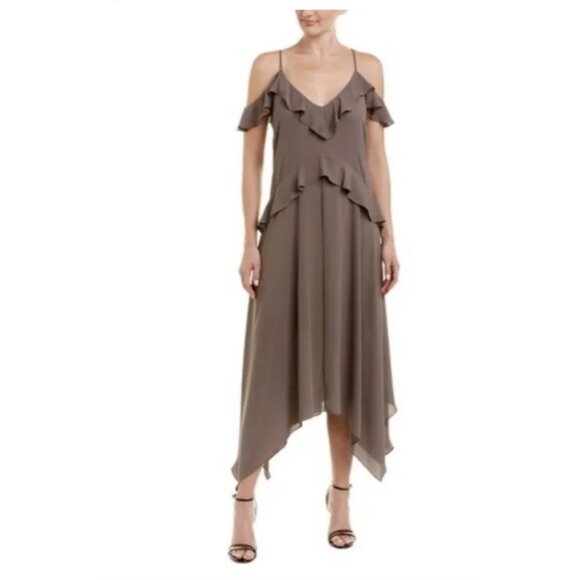 BCBGMaxAzria LISSA Midi Dress S Small Brown Washable Fairy Whimsigoth $228 NEW - Picture 5 of 11